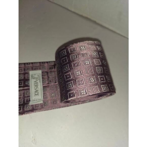 Vintage Versace Medusa Head Baroque Purple Metallic Silk Tie Made in Italy - Picture 4 of 6